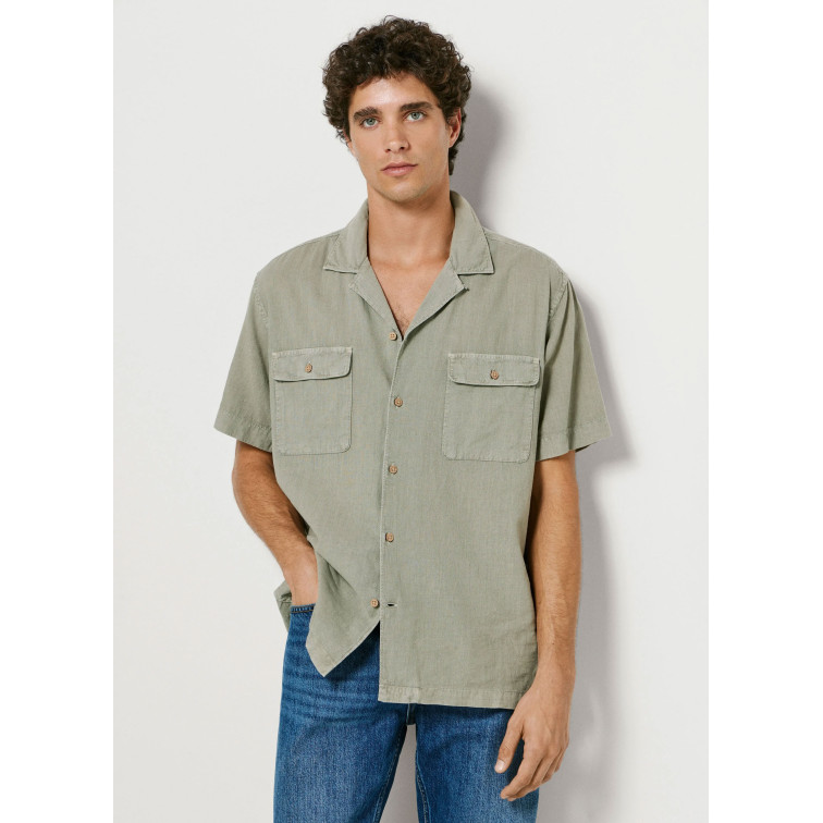 CAMISA DE LINO HOMBRE PEPE JEANS CON CUELLO CUBANO
