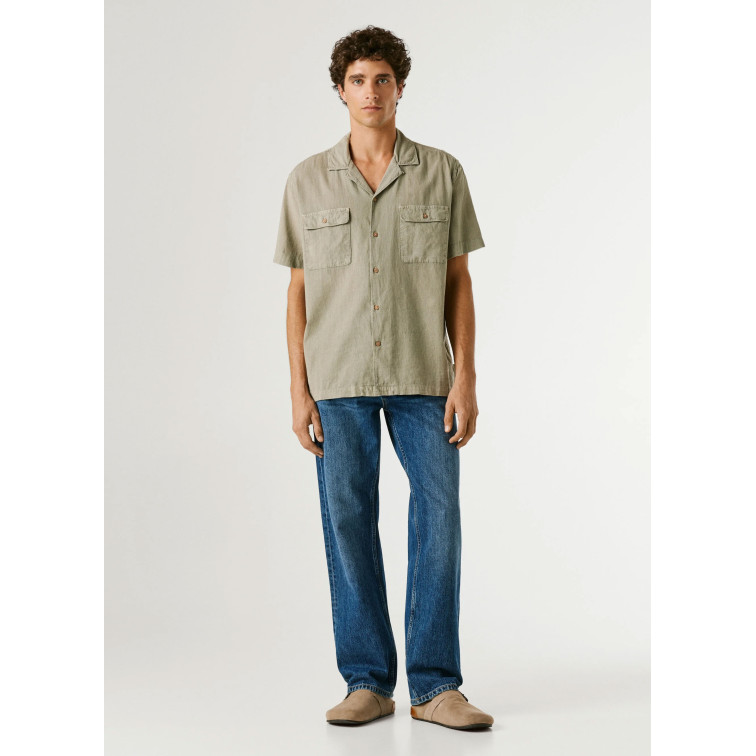 CAMISA DE LINO HOMBRE PEPE JEANS CON CUELLO CUBANO