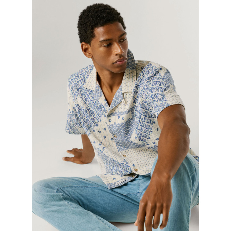 CAMISA PATCHWORK HOMBRE PEPE JEANS CON CUELLO CUBANO