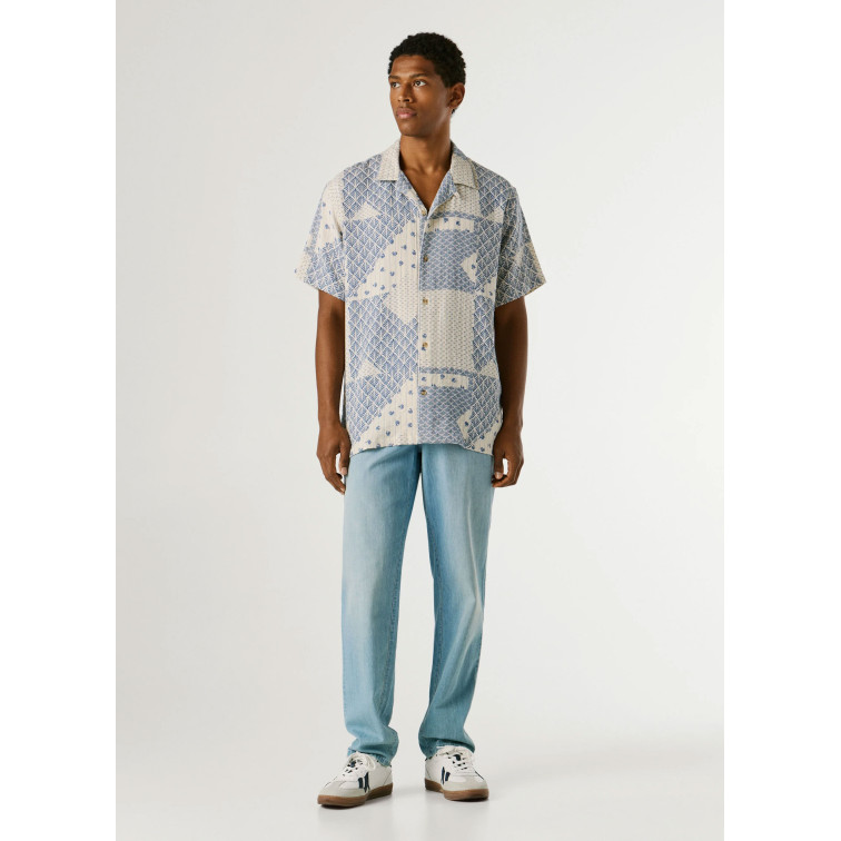 CAMISA PATCHWORK HOMBRE PEPE JEANS CON CUELLO CUBANO