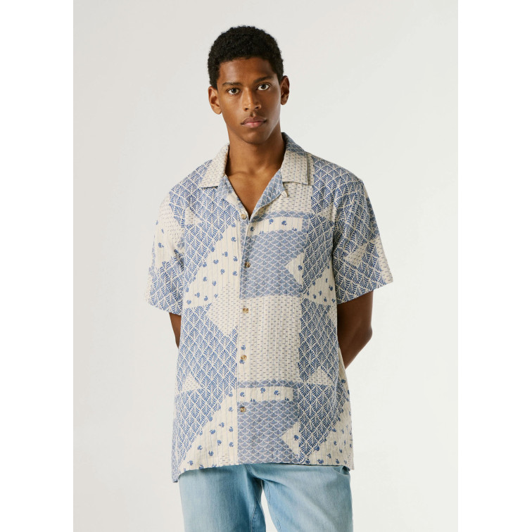 CAMISA PATCHWORK HOMBRE PEPE JEANS CON CUELLO CUBANO