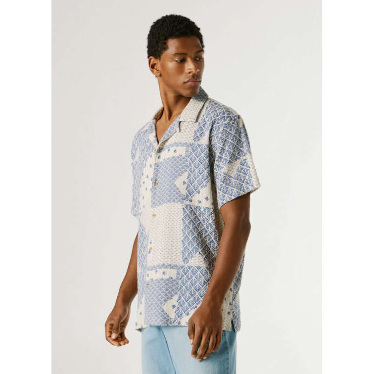 CAMISA PATCHWORK HOMBRE PEPE JEANS CON CUELLO CUBANO