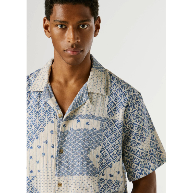 CAMISA PATCHWORK HOMBRE PEPE JEANS CON CUELLO CUBANO
