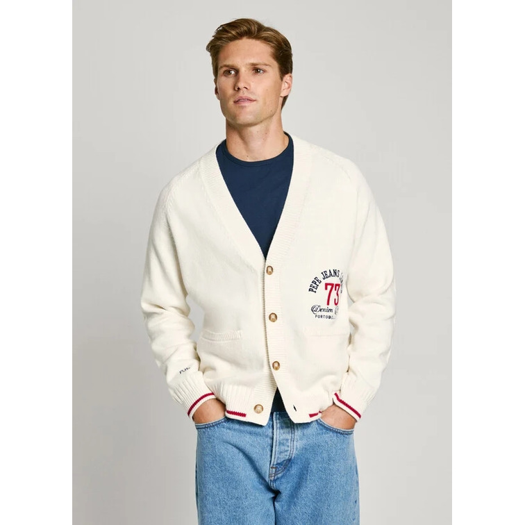 CARDIGAN HOMBRE PEPE JEANS LOGO BORDADO FIT HOLGADO