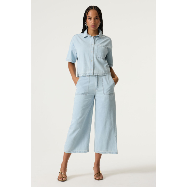 CAMISA DENIM MANGA MUJER MUJER GARCIA JEANS CON BOLSILLO