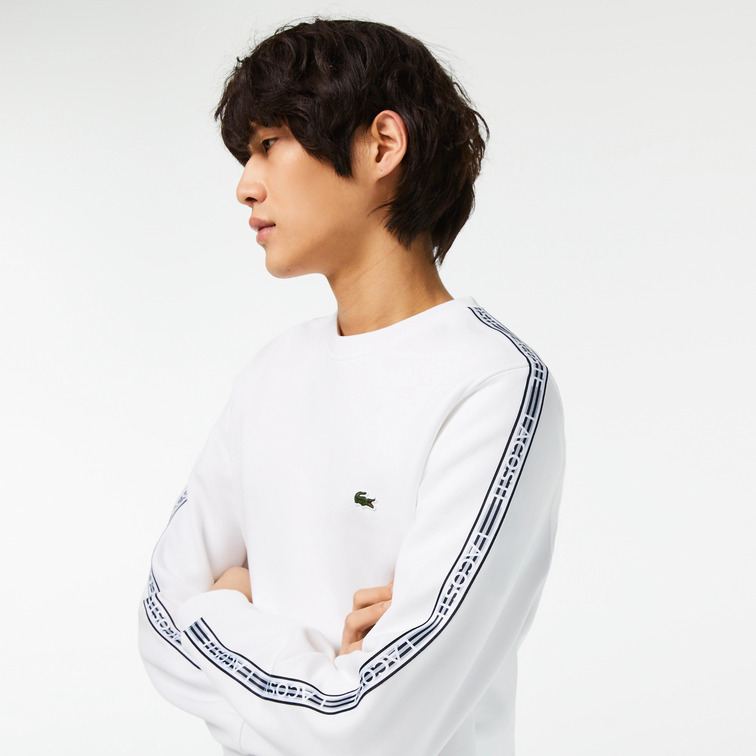 SUDADERA EN FRANELA CON RAYA Y LOGO HOMBRE LACOSTE