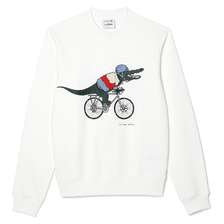 SUDADERA ESTAMPADA EN FELPA DE ALGODÓN ECOLÓGICO HOMBRE LACOSTE X NETFLIX