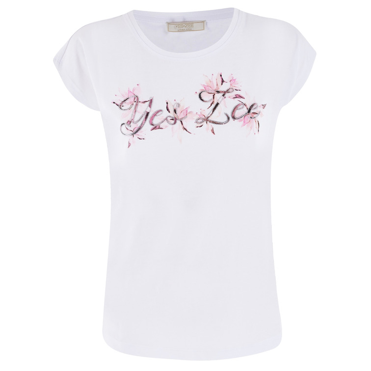 CAMISETA MUJER YESZEE LOGO CON MOTIVO FLORAL
