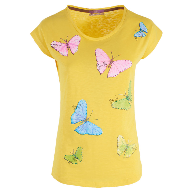 CAMISETA ESTAMPADA CON PEDRERÍA MUJER YES ZEE