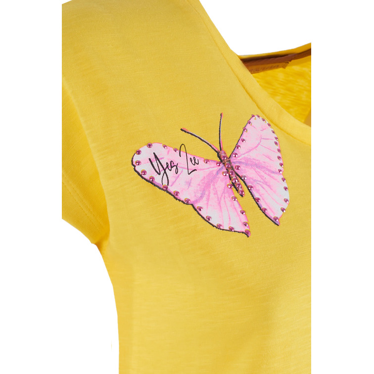 CAMISETA ESTAMPADA CON PEDRERÍA MUJER YES ZEE