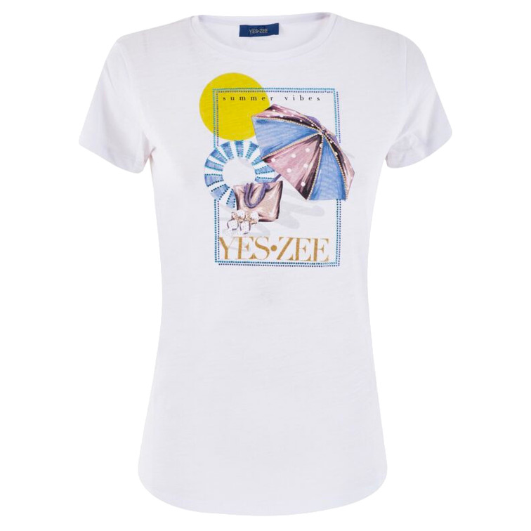 CAMISETA MUJER YESZEE MANGA CORTA ESTAMPADO EN PECHO