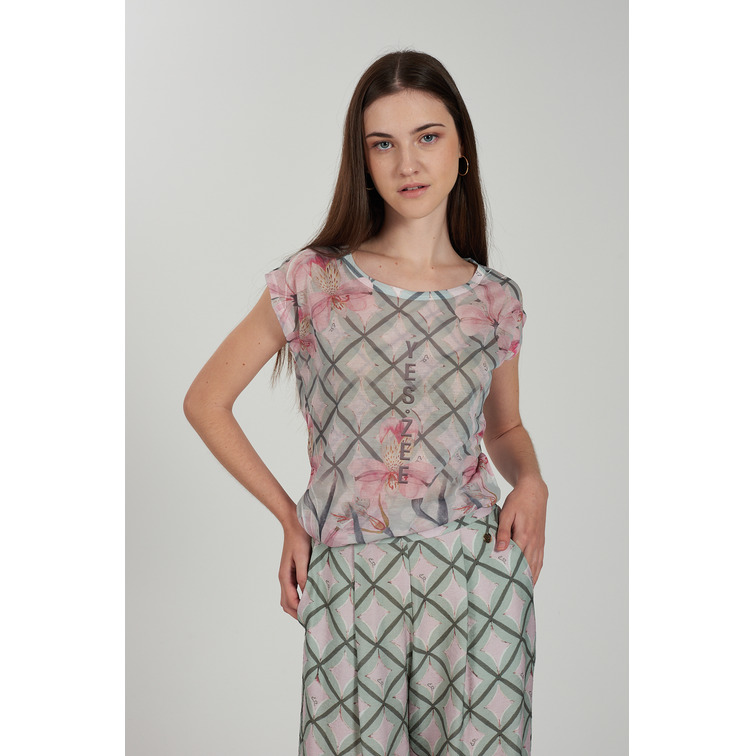 CAMISETA MUJER  YES ZEE T-SHIRT DONNA SMANICATA, STAMP