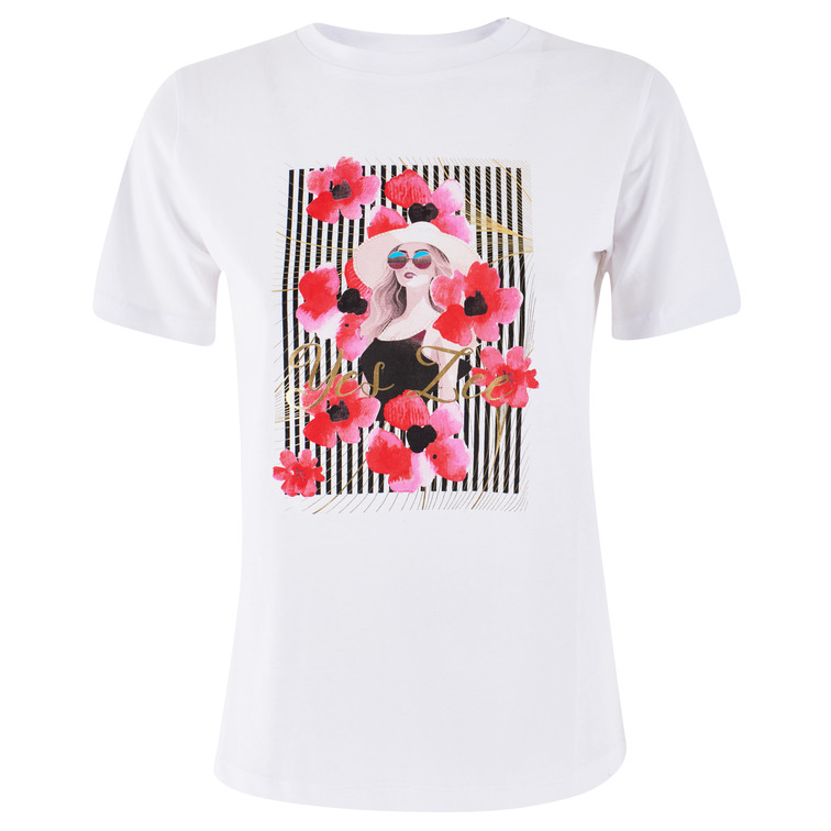 CAMISETA MUJER  YES ZEE T-SHIRT DONNA CORTA, GIROCOLLO