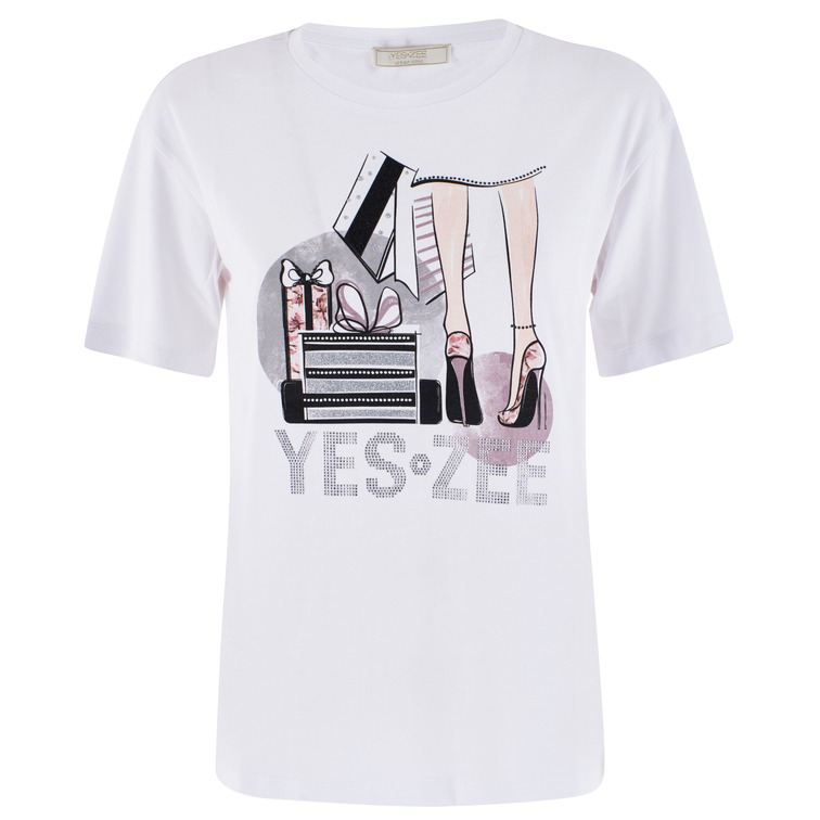 CAMISETA MUJER  YES ZEE T-SHIRT DONNA GIROCOLLO, M/C