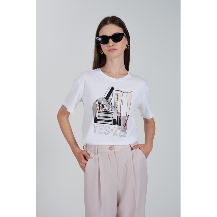 CAMISETA MUJER  YES ZEE T-SHIRT DONNA GIROCOLLO, M/C