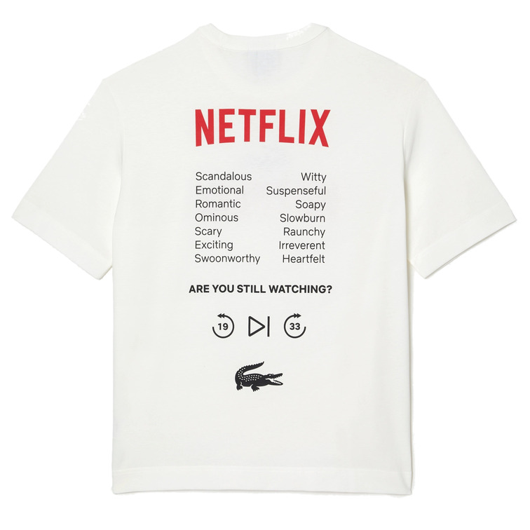CAMISETA ESTAMPADA EN ALGODÓN ECOLÓGICO HOMBRE LACOSTE X NETFLIX