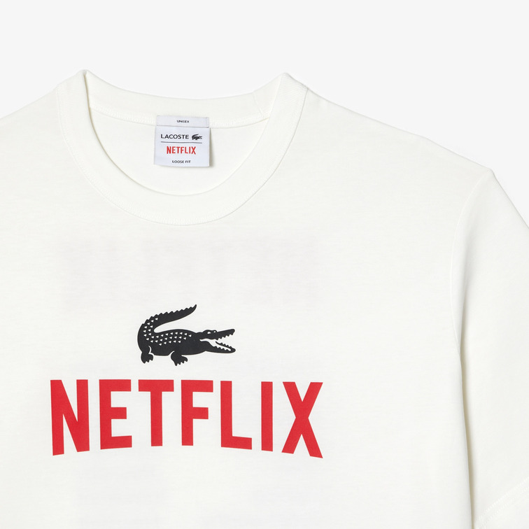 CAMISETA ESTAMPADA EN ALGODÓN ECOLÓGICO HOMBRE LACOSTE X NETFLIX