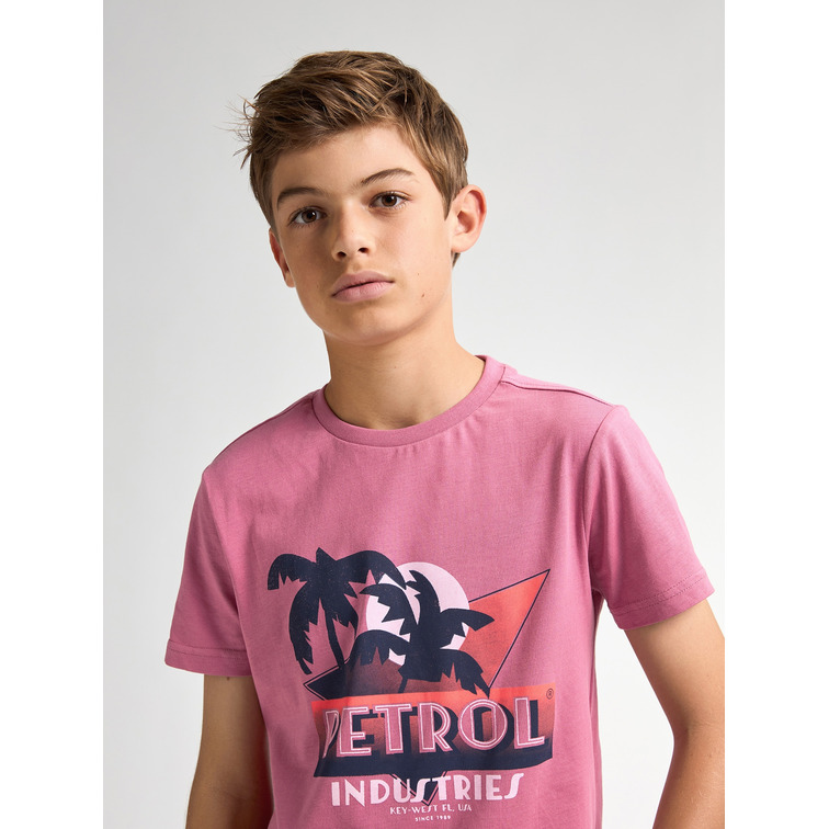 CAMISETA NIÑO PETROL INDUSTRIES ESTAMPADO PALMERAS