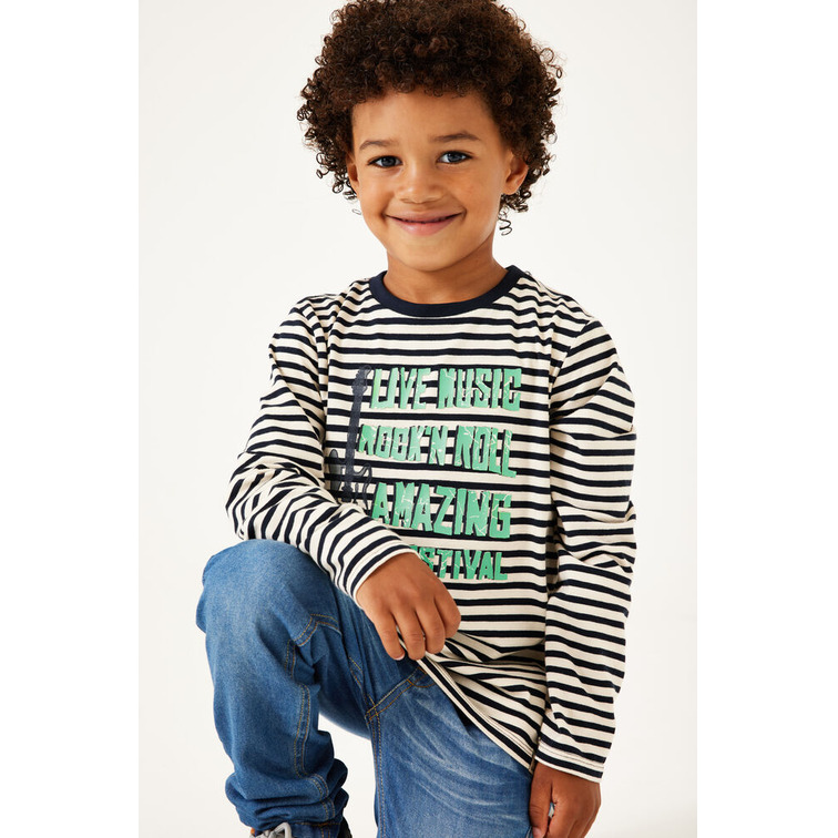 CAMISETA DE MANGA LARGA RAYAS NIÑO JEANS -