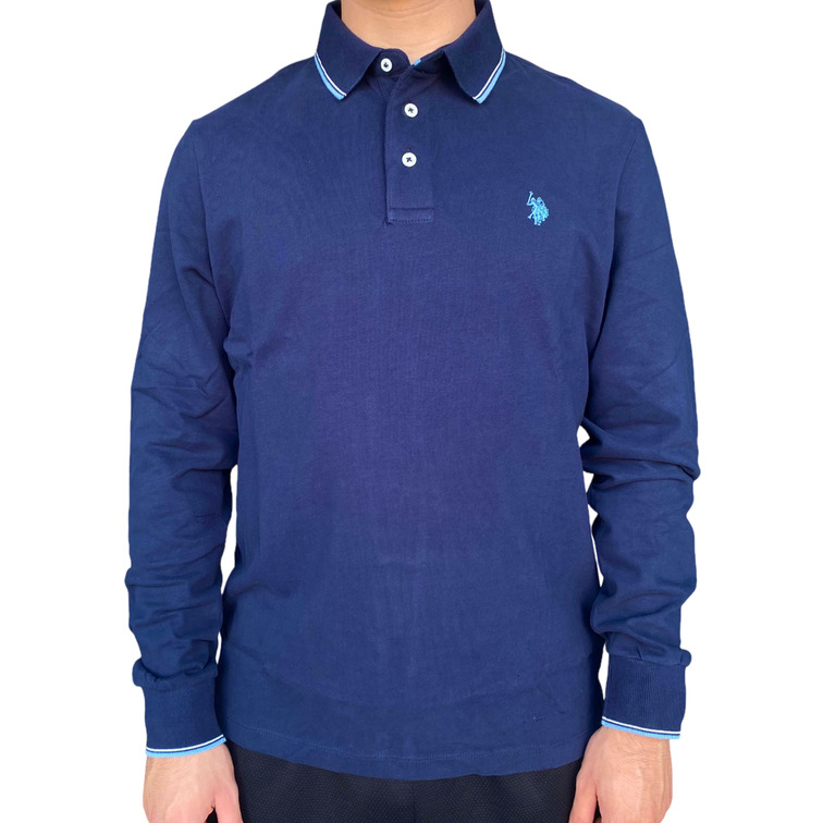 POLO MANGA LARGA HOMBRE U.S.POLO CONTRASTE CUELLO