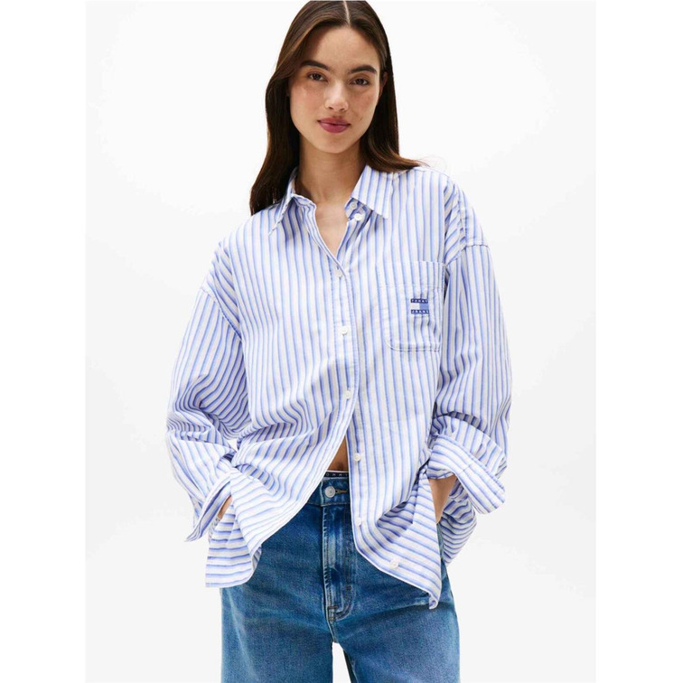 CAMISA OVERSIZE MUJER TOMMY JEANS A RAYAS