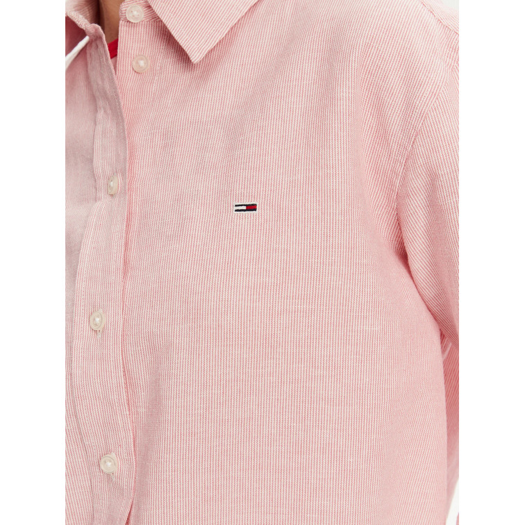 CAMISA DE RAYAS MUJER TOMMY JEANS DE LINO FIT HOLGADO