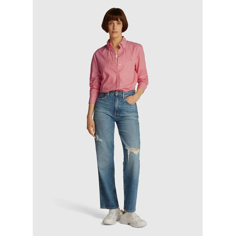 CAMISA DE RAYAS MUJER TOMMY JEANS DE POPELÍN FIT REGULAR