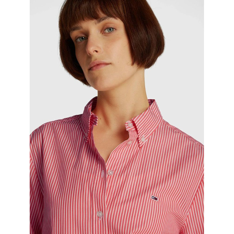 CAMISA DE RAYAS MUJER TOMMY JEANS DE POPELÍN FIT REGULAR
