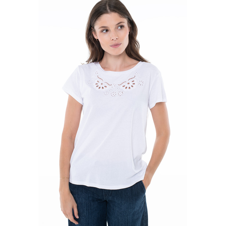 CAMISETA MUJER  PEPE JEANS CON DETALLES CALADOS