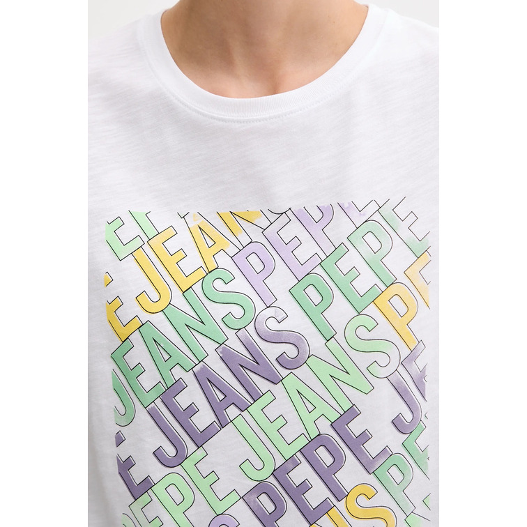 CAMISETA MUJER  PEPE JEANS LOGO ESTAMPADO MULTICOLOR