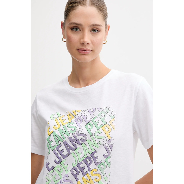 CAMISETA MUJER  PEPE JEANS LOGO ESTAMPADO MULTICOLOR