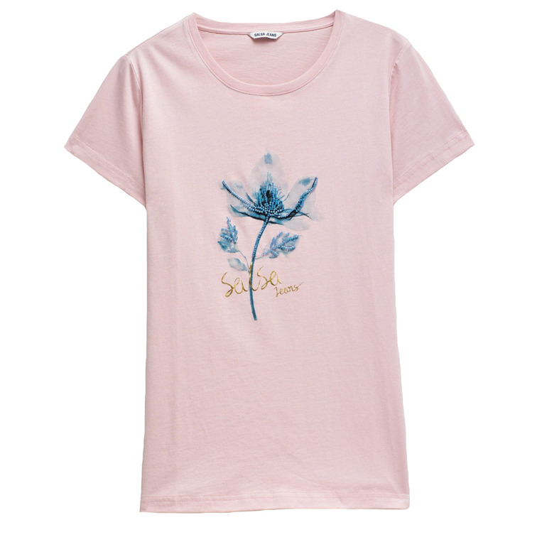 CAMISETA MUJER SALSA JEANS ESTAMPADO FLORAL Y LENTEJUELAS
