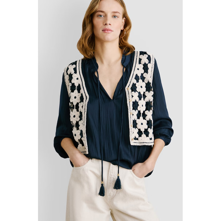 CHALECO DE CROCHET MUJER PEPE JEANS DISEÑO FLORAL