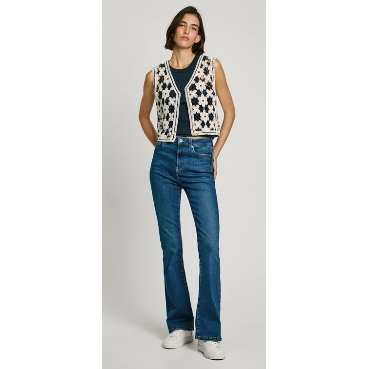 CHALECO DE CROCHET MUJER PEPE JEANS DISEÑO FLORAL