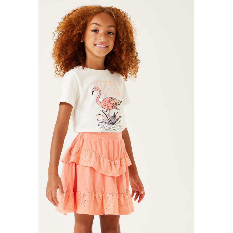 FALDA DE VOLANTES CON CALADOS NIÑA GARCIA JEANS