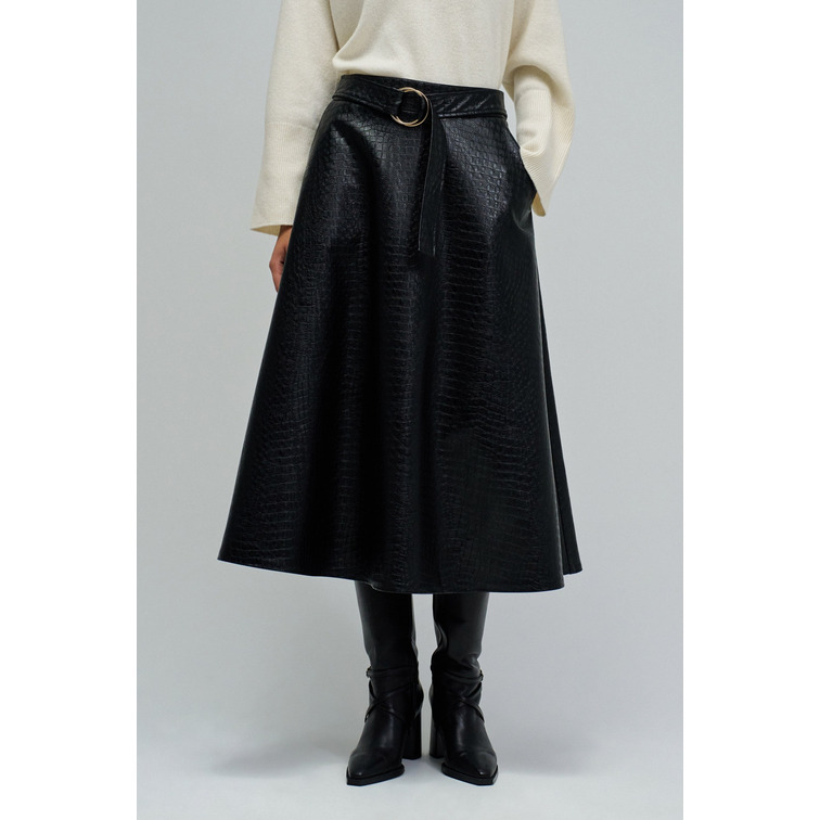 FALDA MIDI MUJER SALSA JEANS EFECTO PIEL CON CINTURON