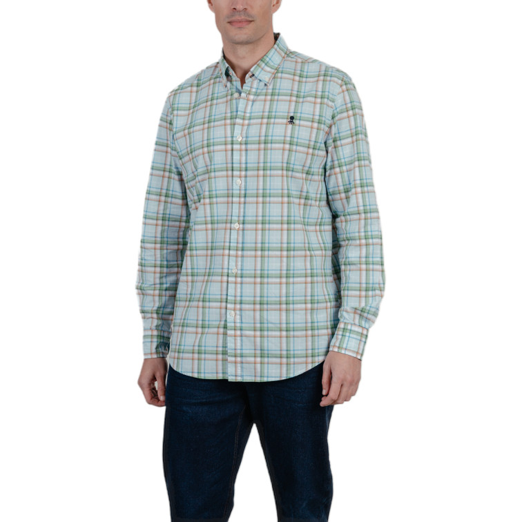 HOMBRE CAMISA POPELIN CUADROS VERDE