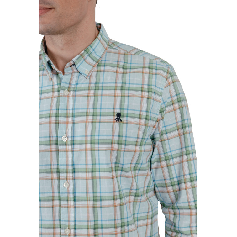 HOMBRE CAMISA POPELIN CUADROS VERDE