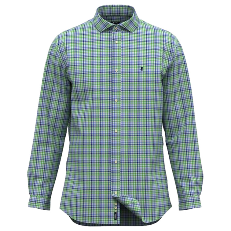 HOMBRE CAMISA POPELIN CUELLO BOTON CU AZULMULT