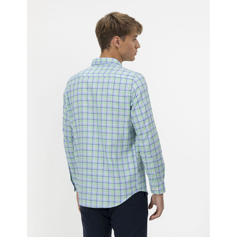 HOMBRE CAMISA POPELIN CUELLO BOTON CU AZULMULT