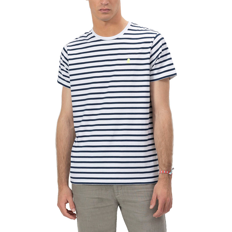 HOMBRE CAMISETA RAYAS NAUTICAS FLUOR BLANCO P