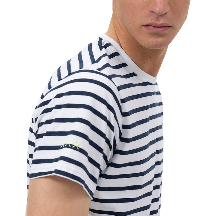 HOMBRE CAMISETA RAYAS NAUTICAS FLUOR BLANCO P