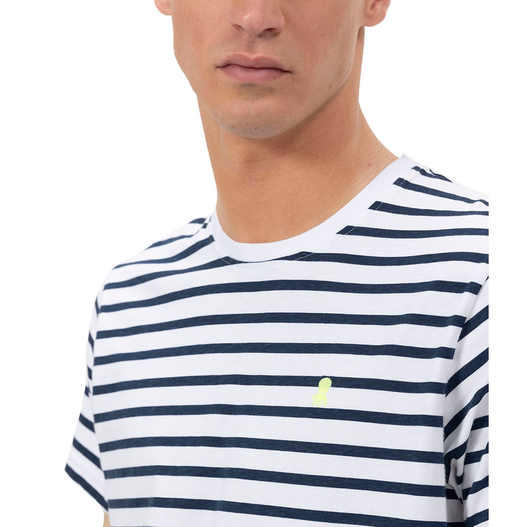 HOMBRE CAMISETA RAYAS NAUTICAS FLUOR BLANCO P