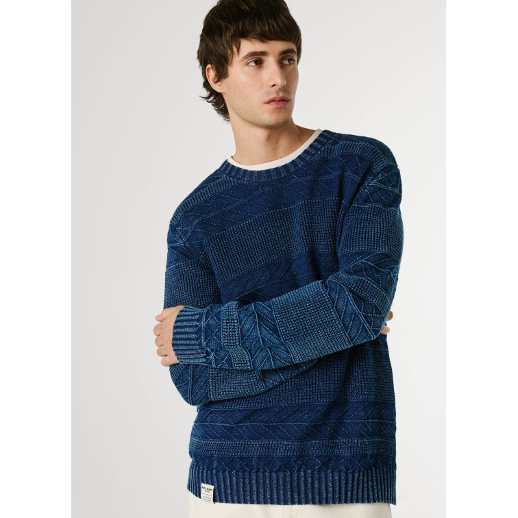 JERSEY PUNTO CUELLO REDONDO HOMBRE PEPE JEANS EFECTO DESGASTADO