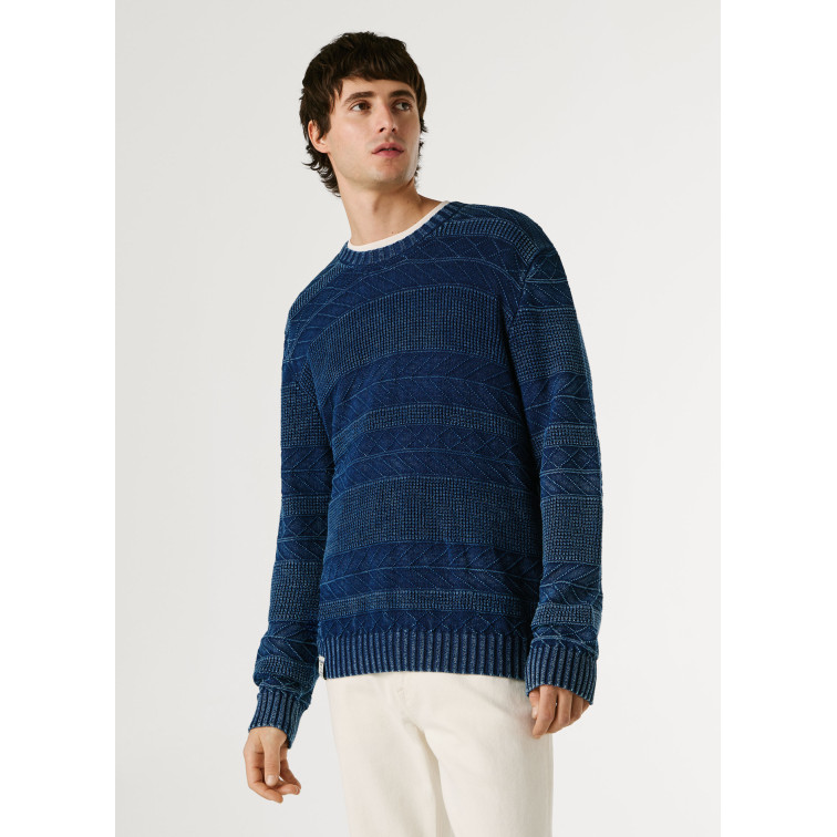 JERSEY PUNTO CUELLO REDONDO HOMBRE PEPE JEANS EFECTO DESGASTADO