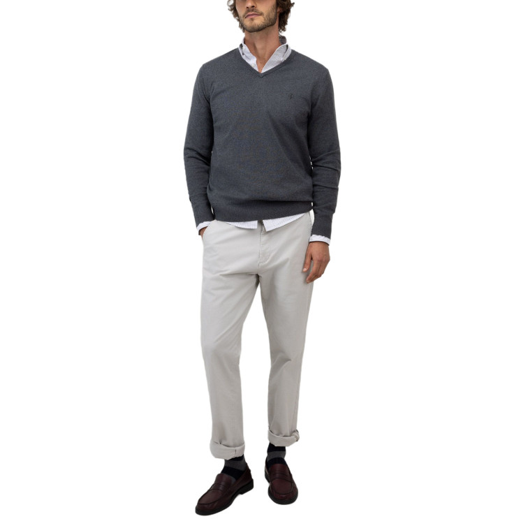 JERSEY HOMBRE  EL GANSO JERSEY BÁSICO CUELLO PICO GRIS