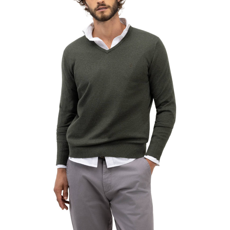 JERSEY HOMBRE  EL GANSO JERSEY BÁSICO CUELLO PICO VERD