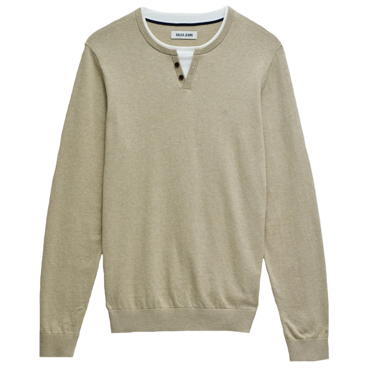 JERSEY PUNTO FINO HOMBRE SALSA JEANS CUELLO HENLEY