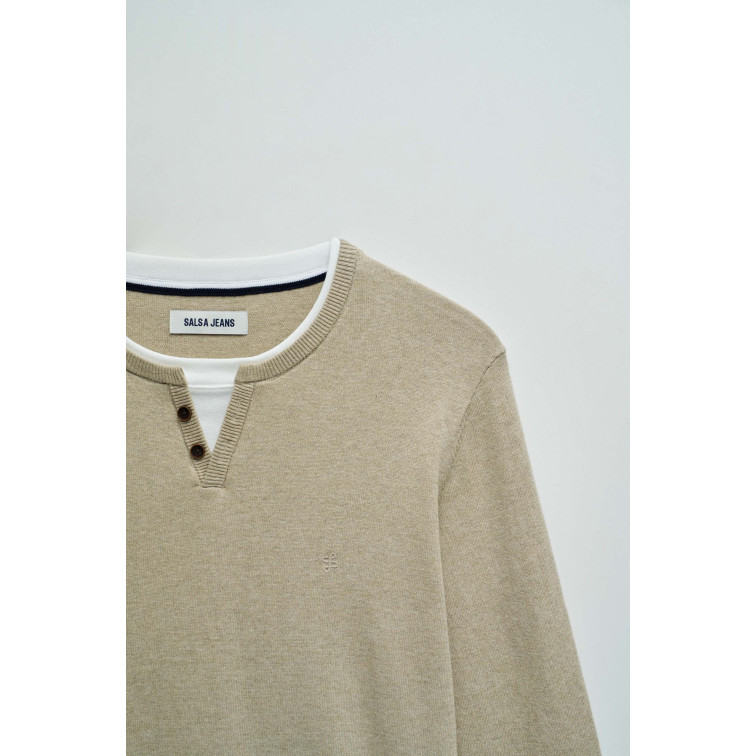 JERSEY PUNTO FINO HOMBRE SALSA JEANS CUELLO HENLEY