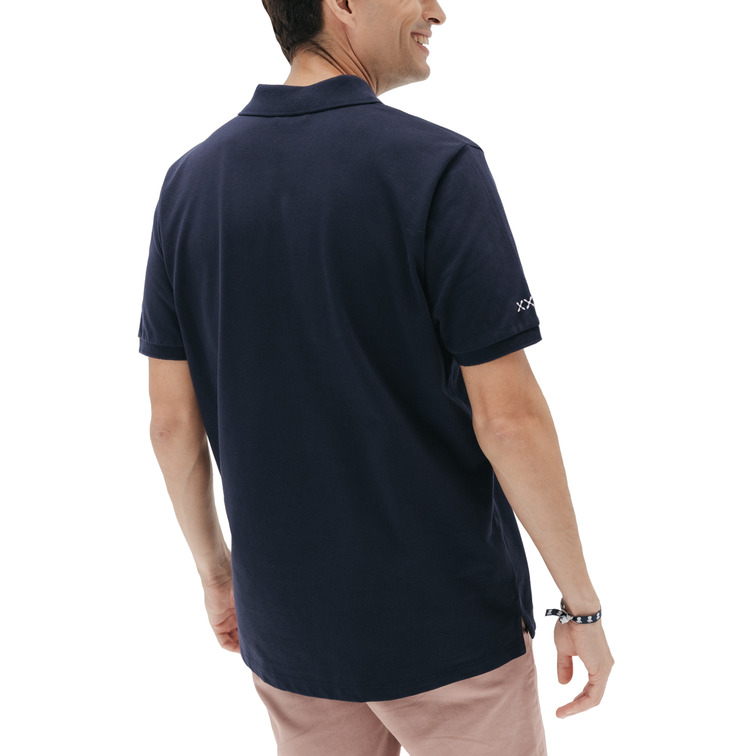 HOMBRE POLO LAVADO BORDADO A CONTRAST AZUL MAR